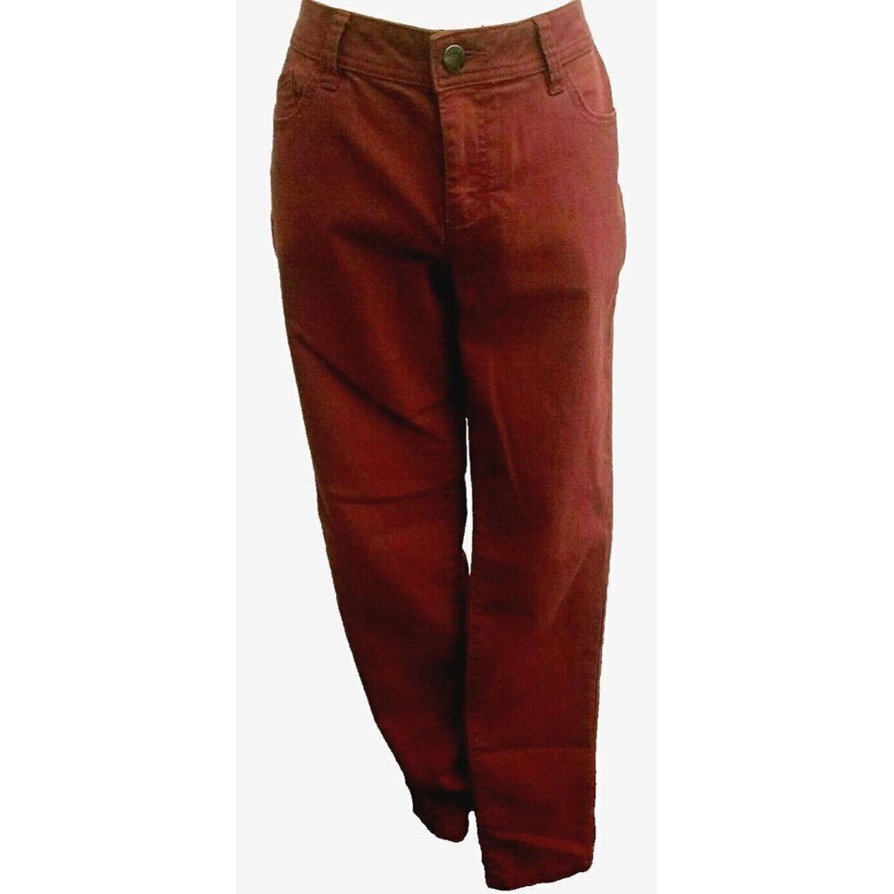 Elle Jeans Women Size 14 Burgundy Stretch Mid Rise Pockets